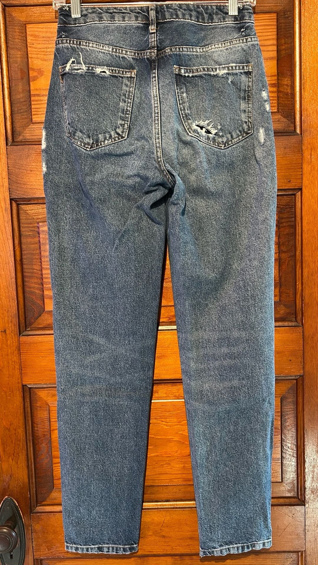 BDG High Rise Straight Jeans Blue Distressed 6