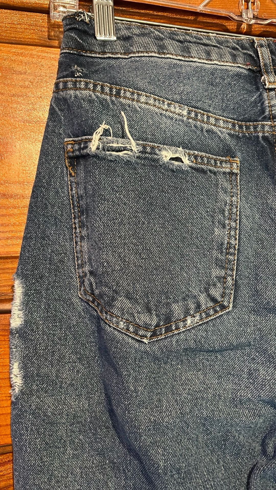 BDG High Rise Straight Jeans Blue Distressed 7