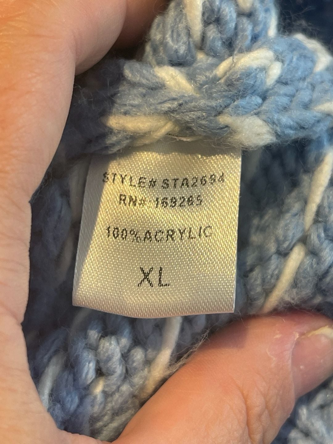 Coquette Bow Boxy Cardigan XL Blue Cream Chunky Knit Balletcore Soft Girl Sweater 8