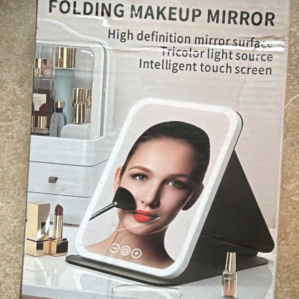 PINK COLOR Folding Makeup Mirror LED Lighted Vanity Mirror