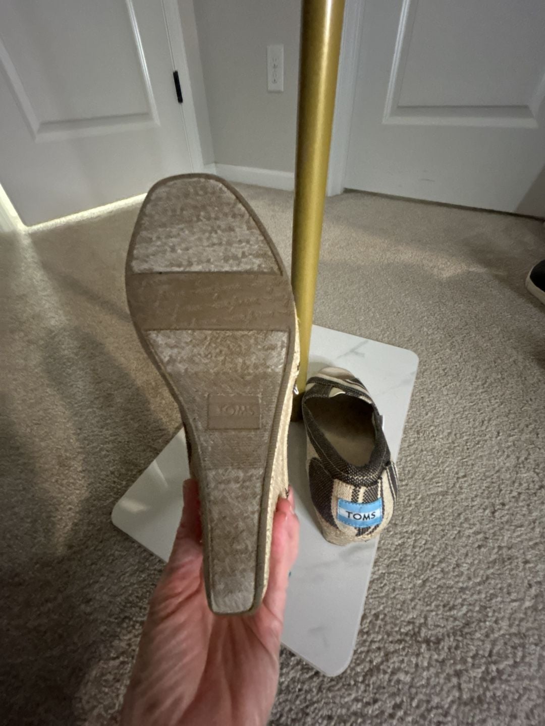 Toms Calypso Espadrille Wedge Size 8 Striped Open Toe Shoes 5