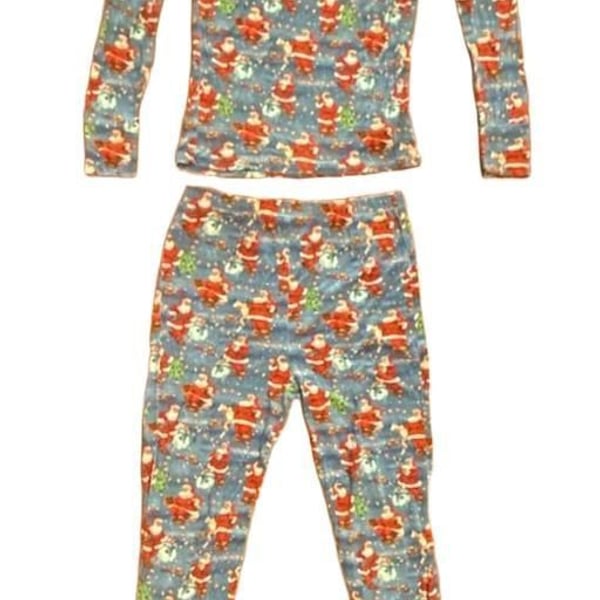 Posh Peanut Pajama Set Size 10Y-12Y Blue Santa Claus Christmas Long Sleeve