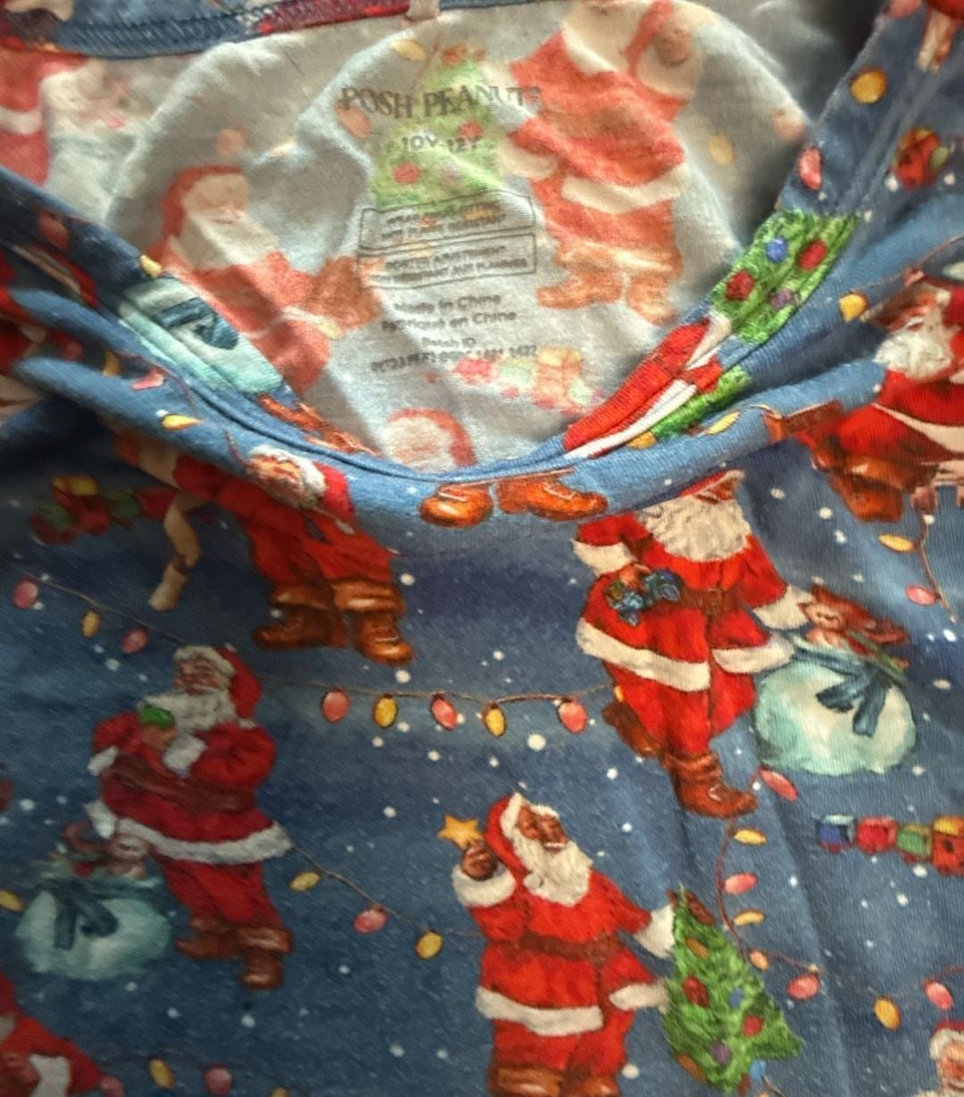 Posh Peanut Pajama Set Size 10Y-12Y Blue Santa Claus Christmas Long Sleeve 2