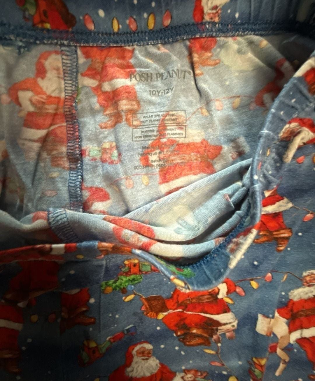 Posh Peanut Pajama Set Size 10Y-12Y Blue Santa Claus Christmas Long Sleeve 4
