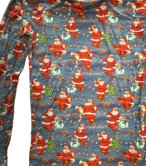 Posh Peanut Pajama Set Size 10Y-12Y Blue Santa Claus Christmas Long Sleeve 3