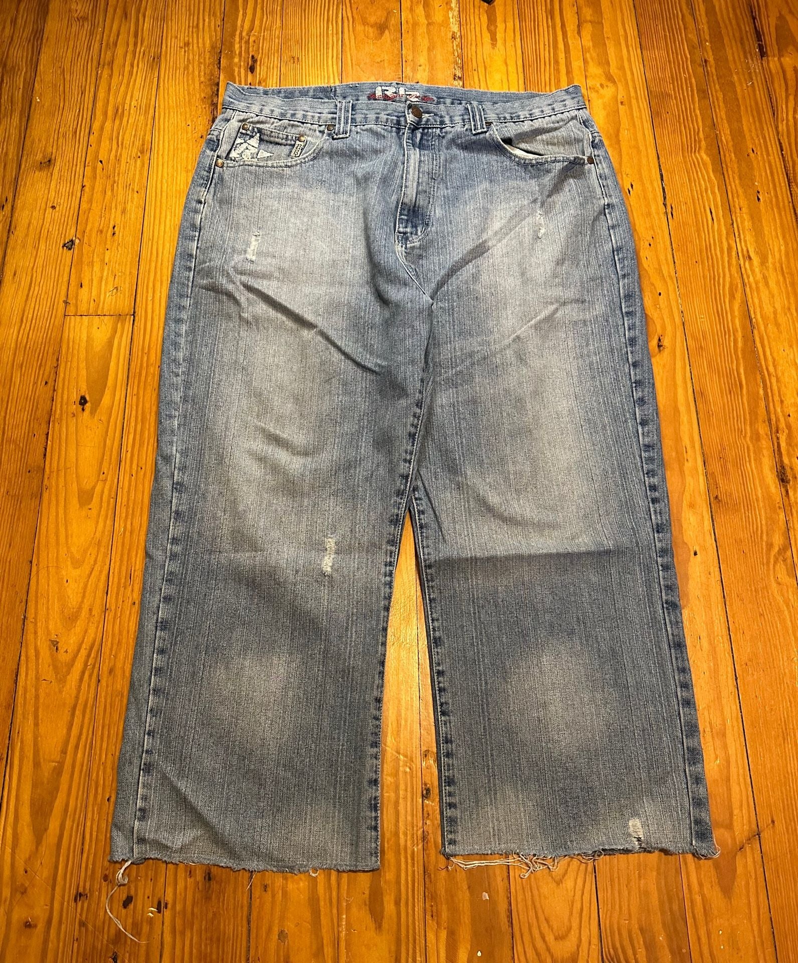 RJ Intelligent Design Jeans Size 38x30 Light Wash Distressed Y2K 2