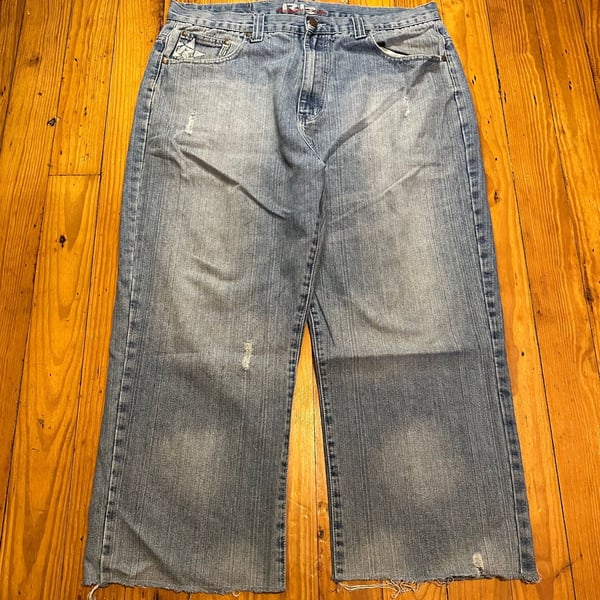 RJ Intelligent Design Jeans Size 38x30 Light Wash Distressed Y2K