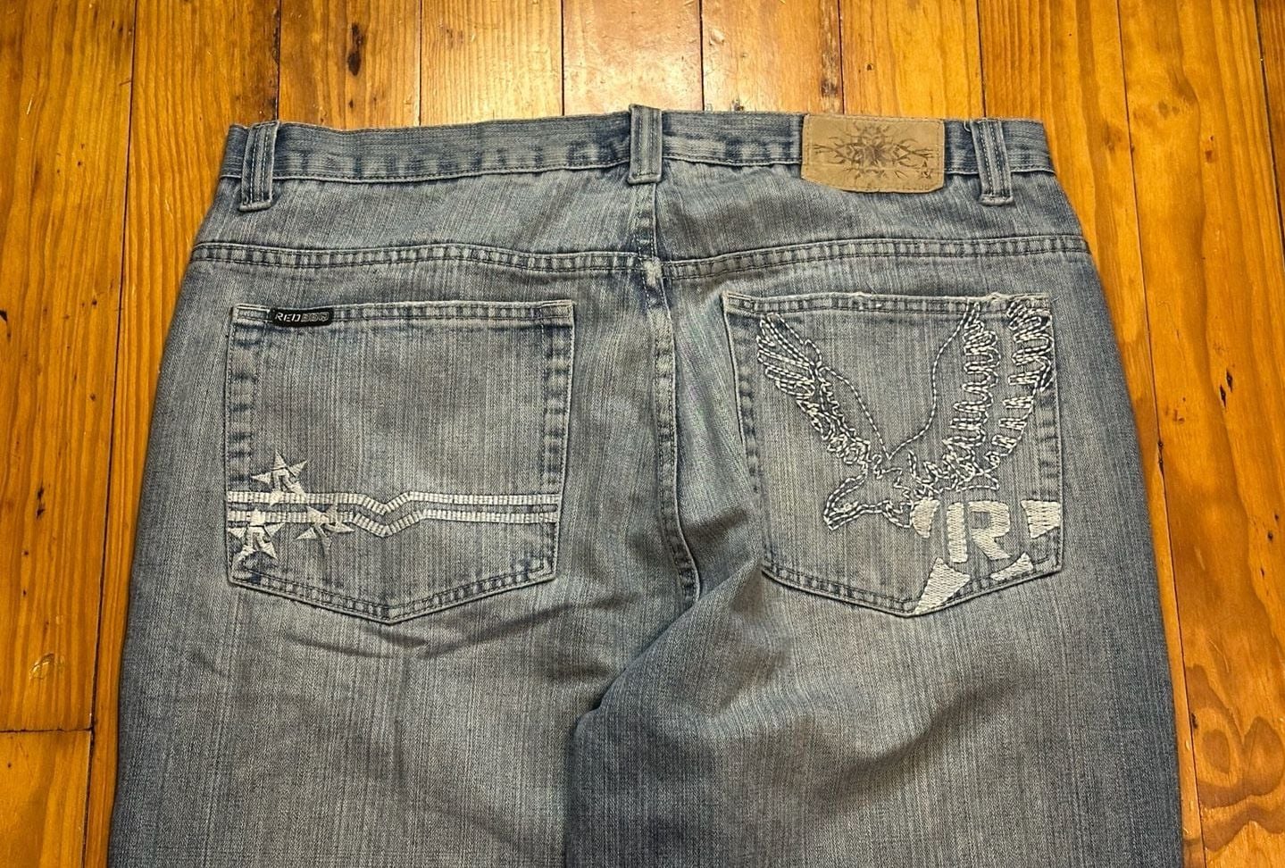 RJ Intelligent Design Jeans Size 38x30 Light Wash Distressed Y2K 5
