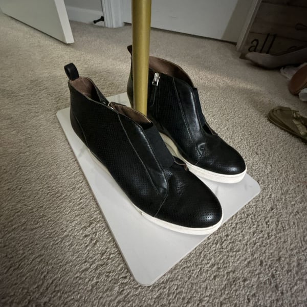 Linea Paolo Felicia Wedge Sneaker Bootie Black Leather