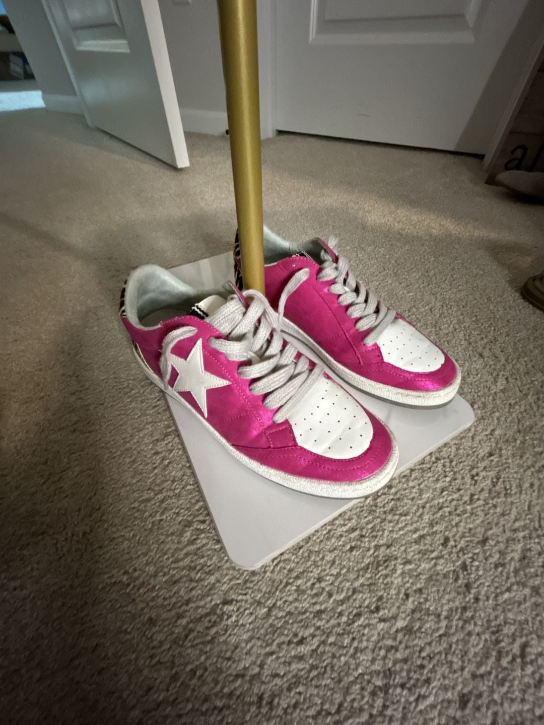 SHUSHOP Paulina Hot Pink Zebra Sneakers Size 8.5 2