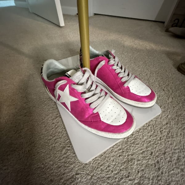SHUSHOP Paulina Hot Pink Zebra Sneakers Size 8.5