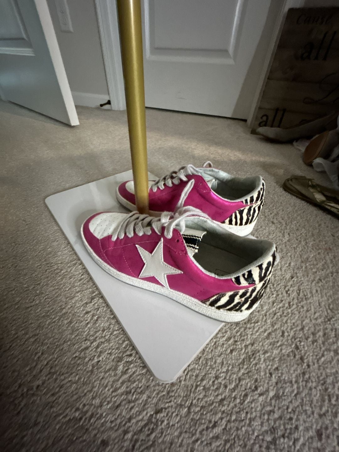 SHUSHOP Paulina Hot Pink Zebra Sneakers Size 8.5 4