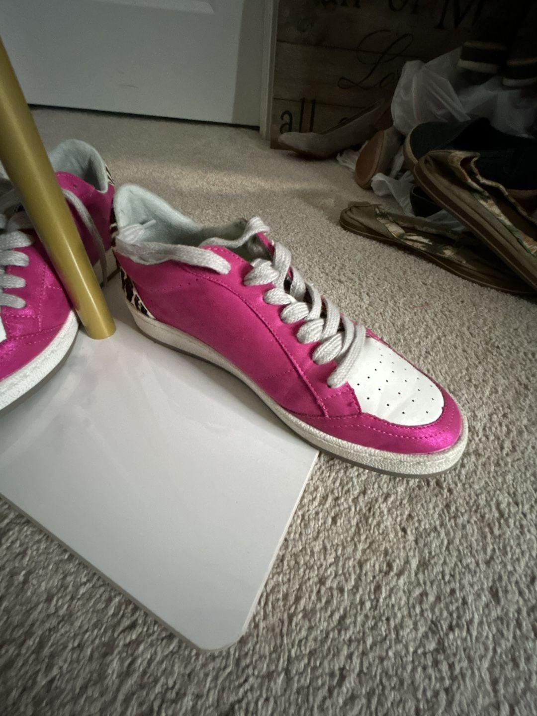 SHUSHOP Paulina Hot Pink Zebra Sneakers Size 8.5 5