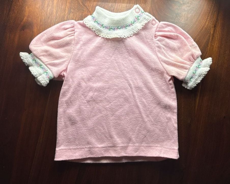 OshKosh B'Gosh Top Size 3-6 Mos. Pink Floral Lace Collar 2