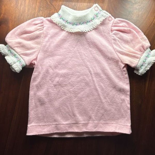 OshKosh B'Gosh Top Size 3-6 Mos. Pink Floral Lace Collar