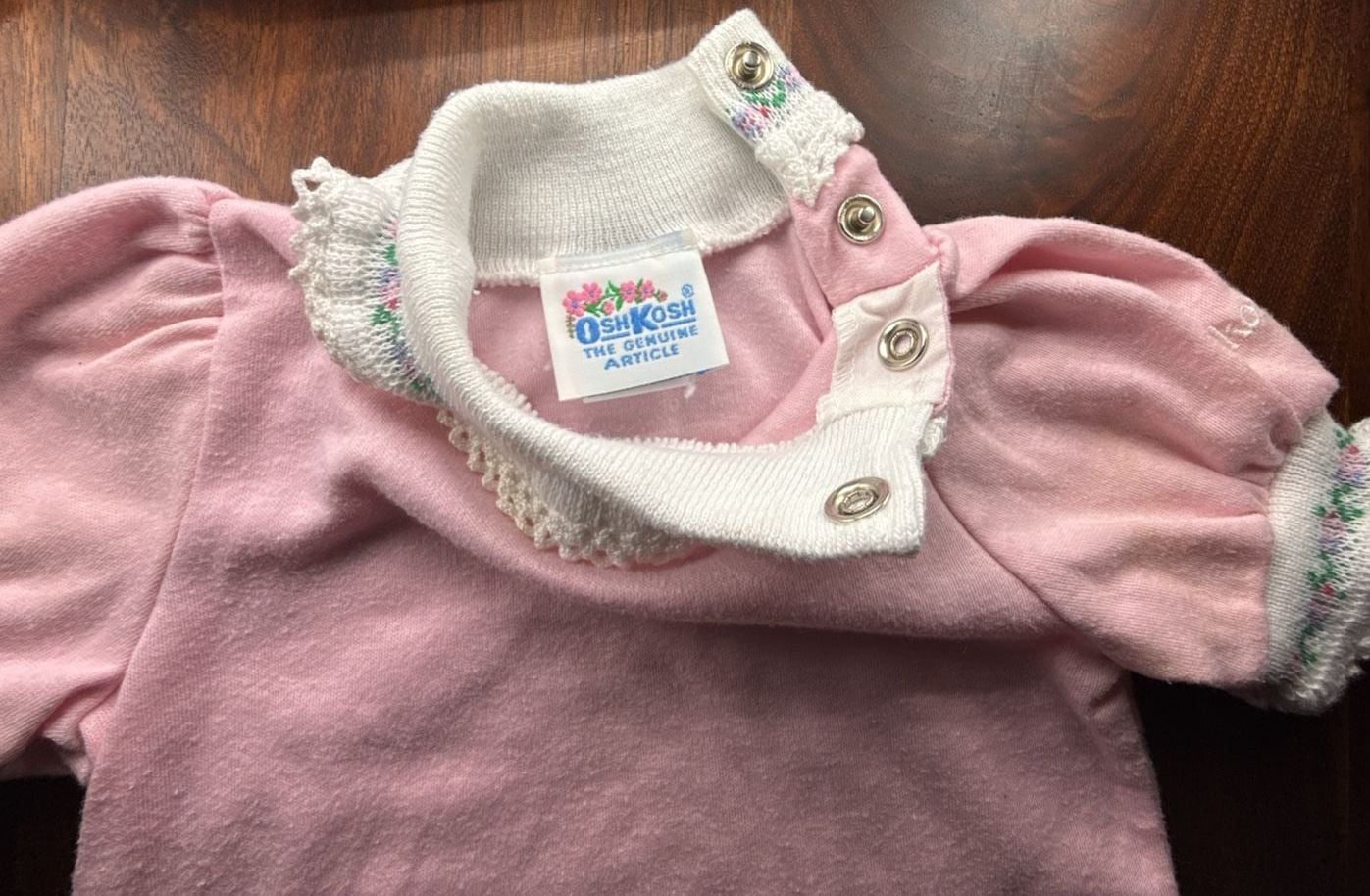 OshKosh B'Gosh Top Size 3-6 Mos. Pink Floral Lace Collar 3