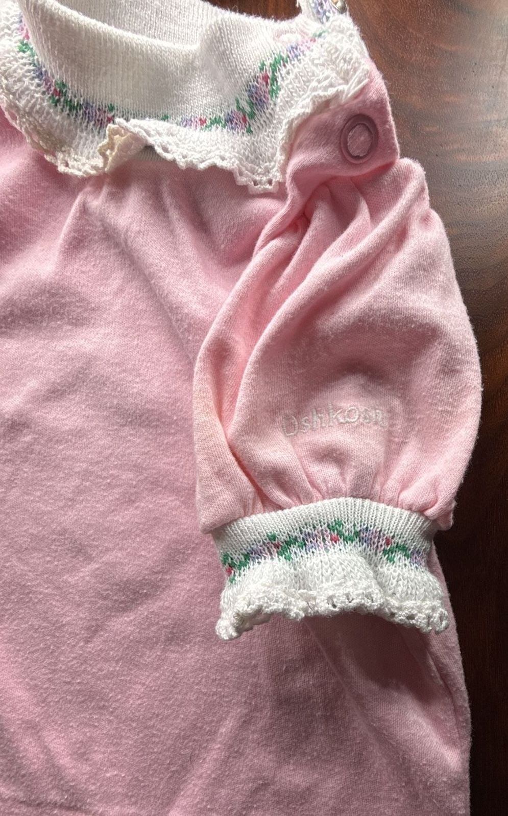 OshKosh B'Gosh Top Size 3-6 Mos. Pink Floral Lace Collar 6