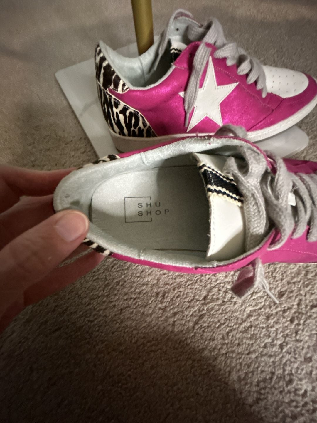 SHUSHOP Paulina Hot Pink Zebra Sneakers Size 8.5 10