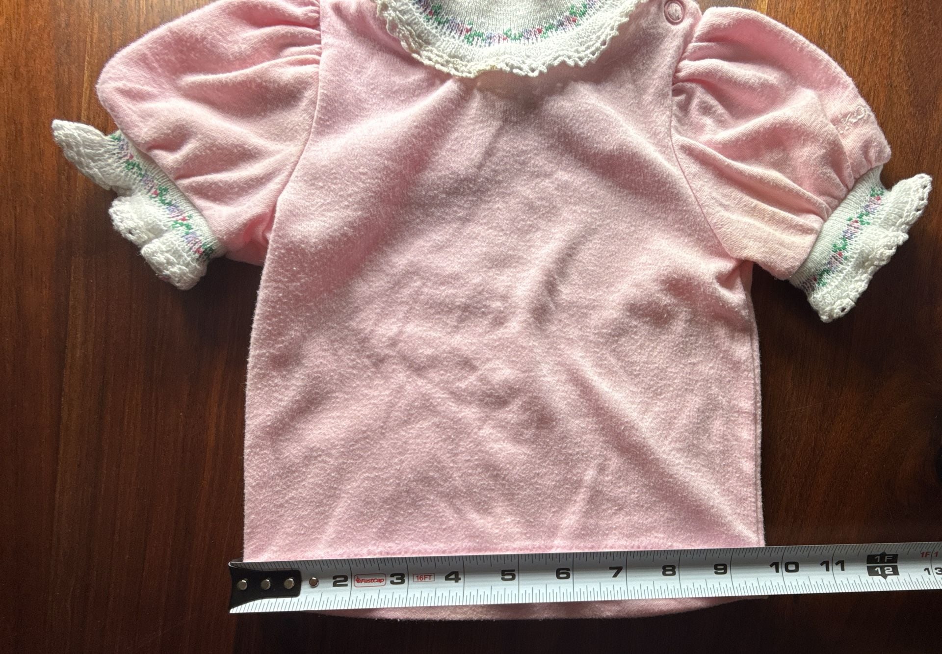 OshKosh B'Gosh Top Size 3-6 Mos. Pink Floral Lace Collar 8