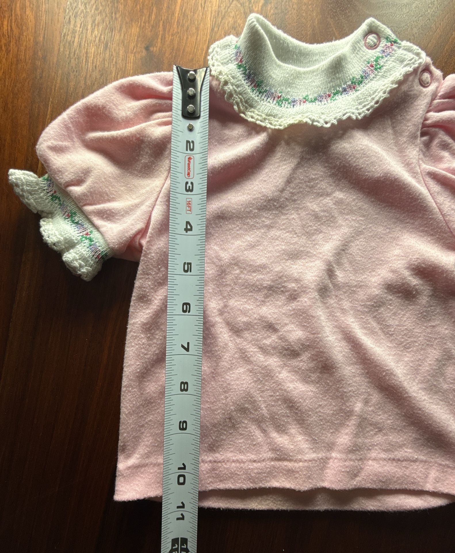 OshKosh B'Gosh Top Size 3-6 Mos. Pink Floral Lace Collar 9