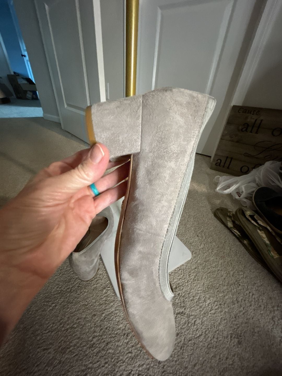 Vionic Natalie Block Heel Pumps Grey Suede Size 8 9