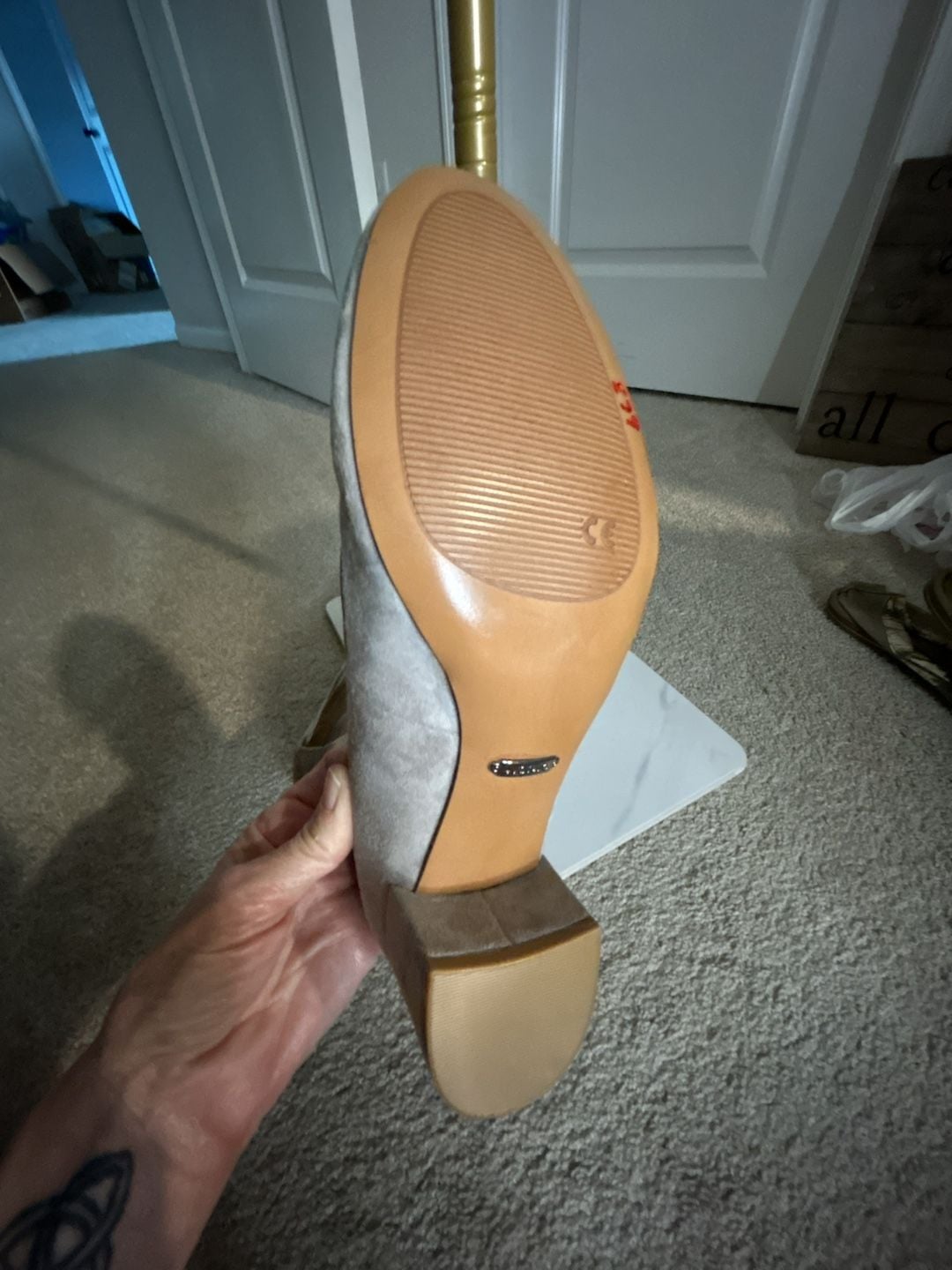 Vionic Natalie Block Heel Pumps Grey Suede Size 8 11