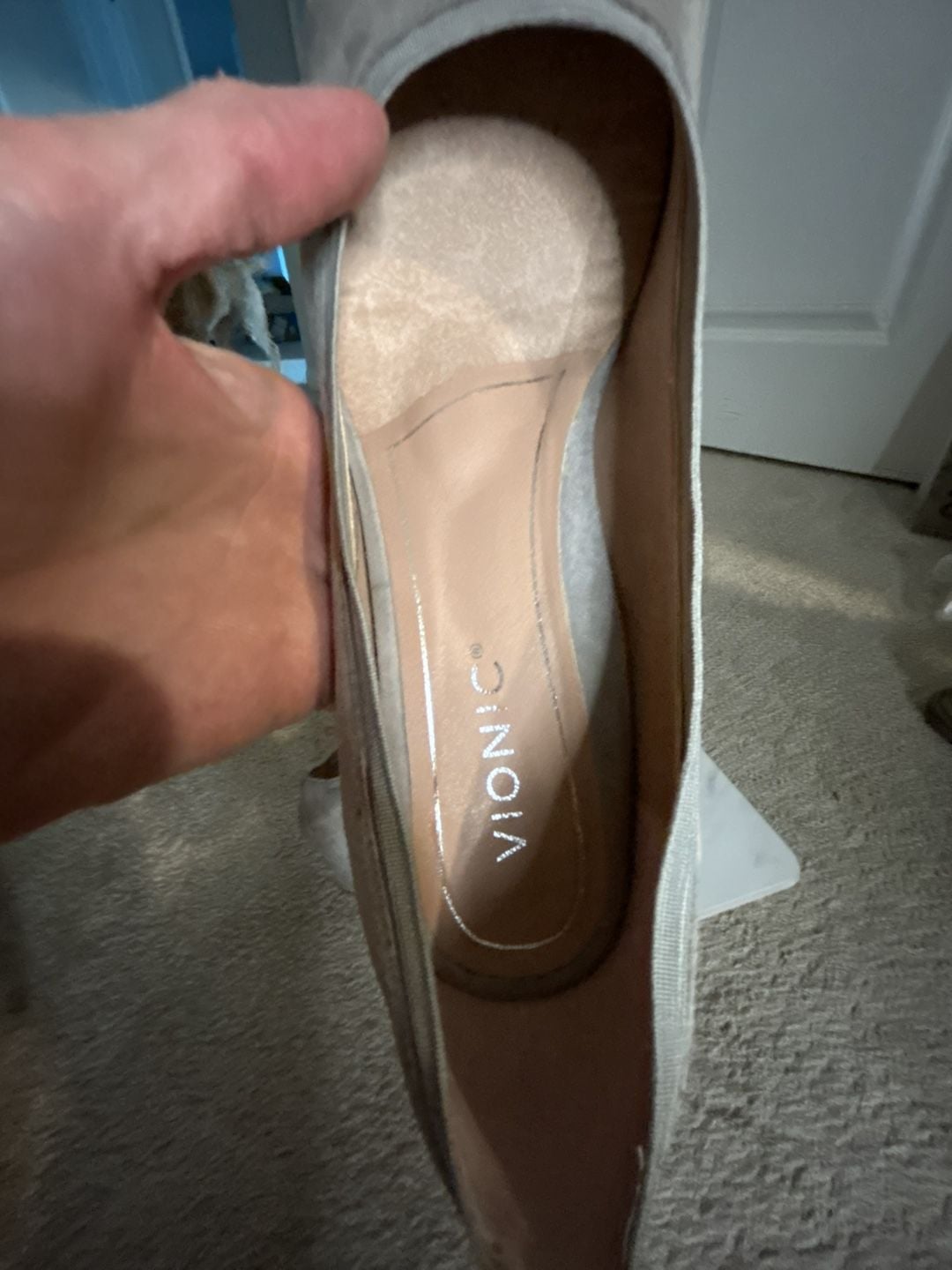 Vionic Natalie Block Heel Pumps Grey Suede Size 8 12