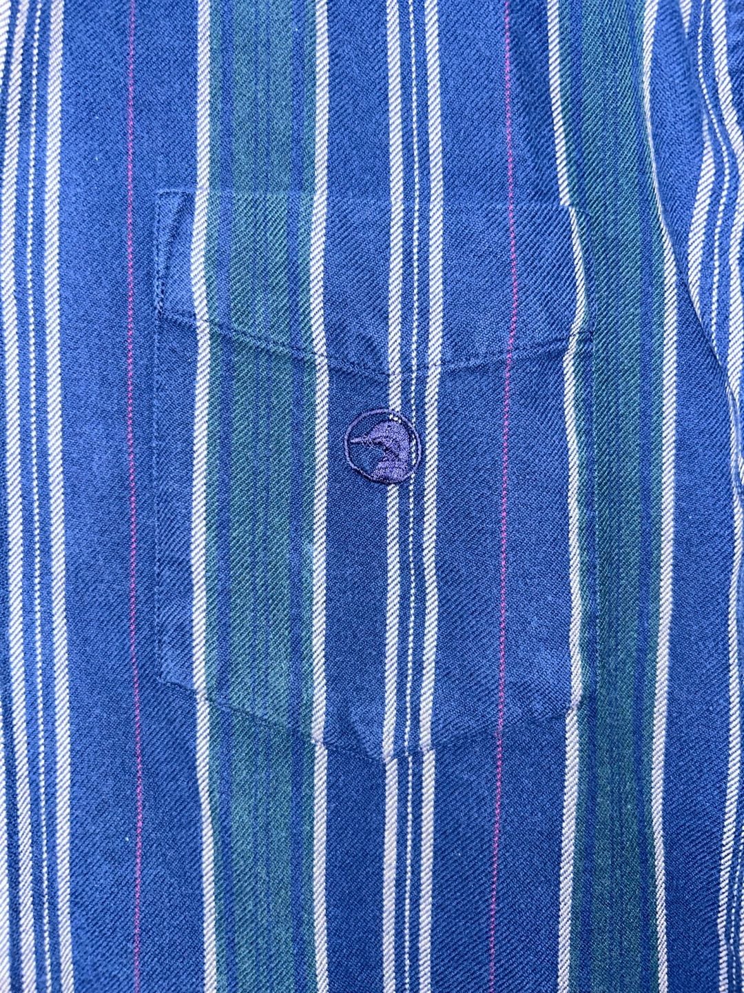 Duck Head Striped Button Down Shirt Size L Blue Green Long Sleeve 3