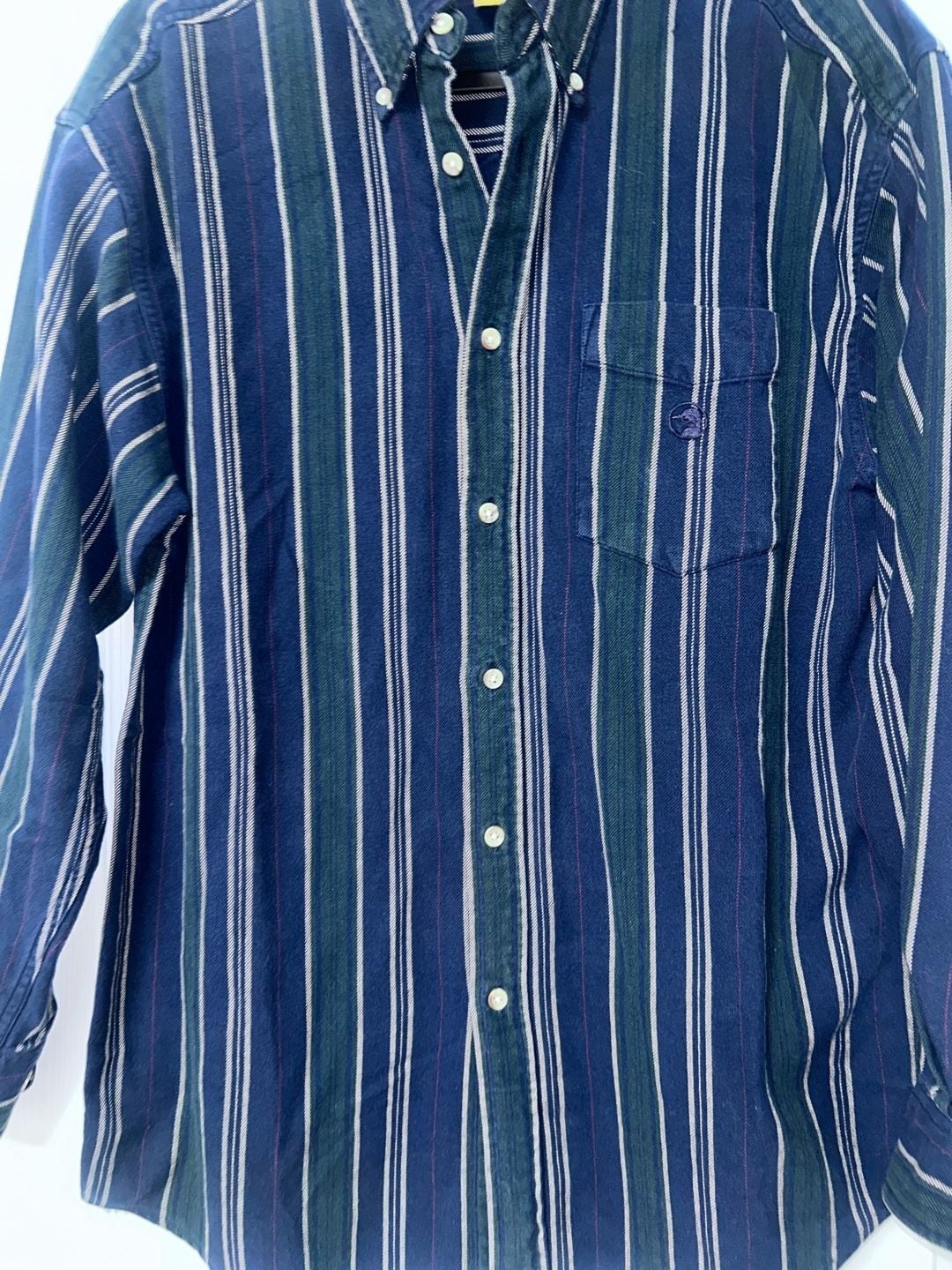 Duck Head Striped Button Down Shirt Size L Blue Green Long Sleeve 5