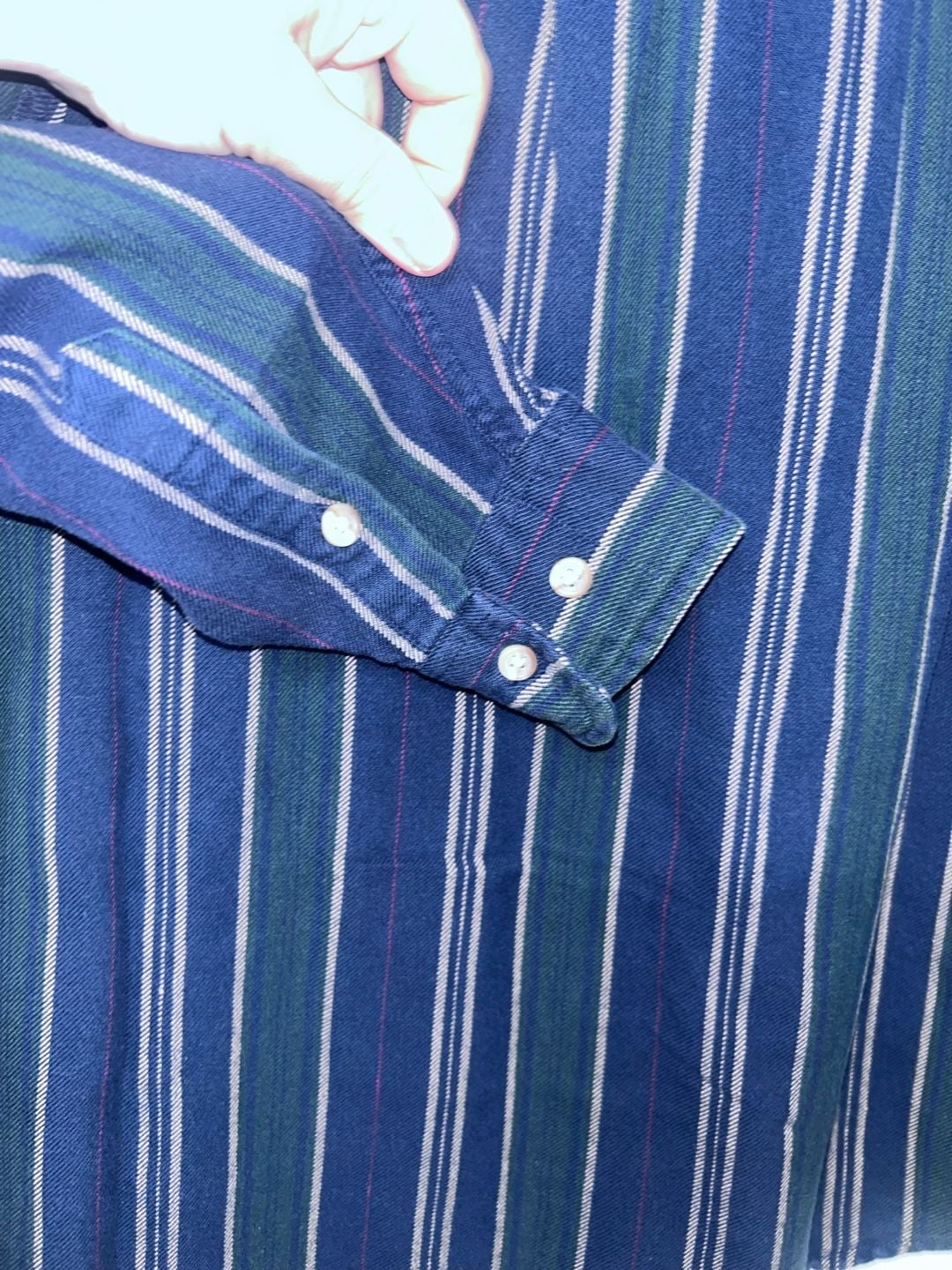 Duck Head Striped Button Down Shirt Size L Blue Green Long Sleeve 7
