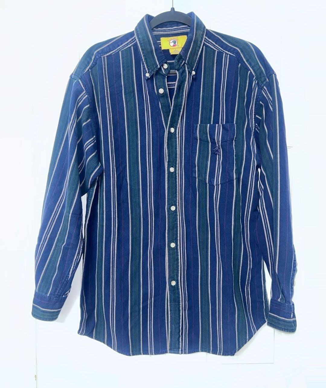 Duck Head Striped Button Down Shirt Size L Blue Green Long Sleeve 2