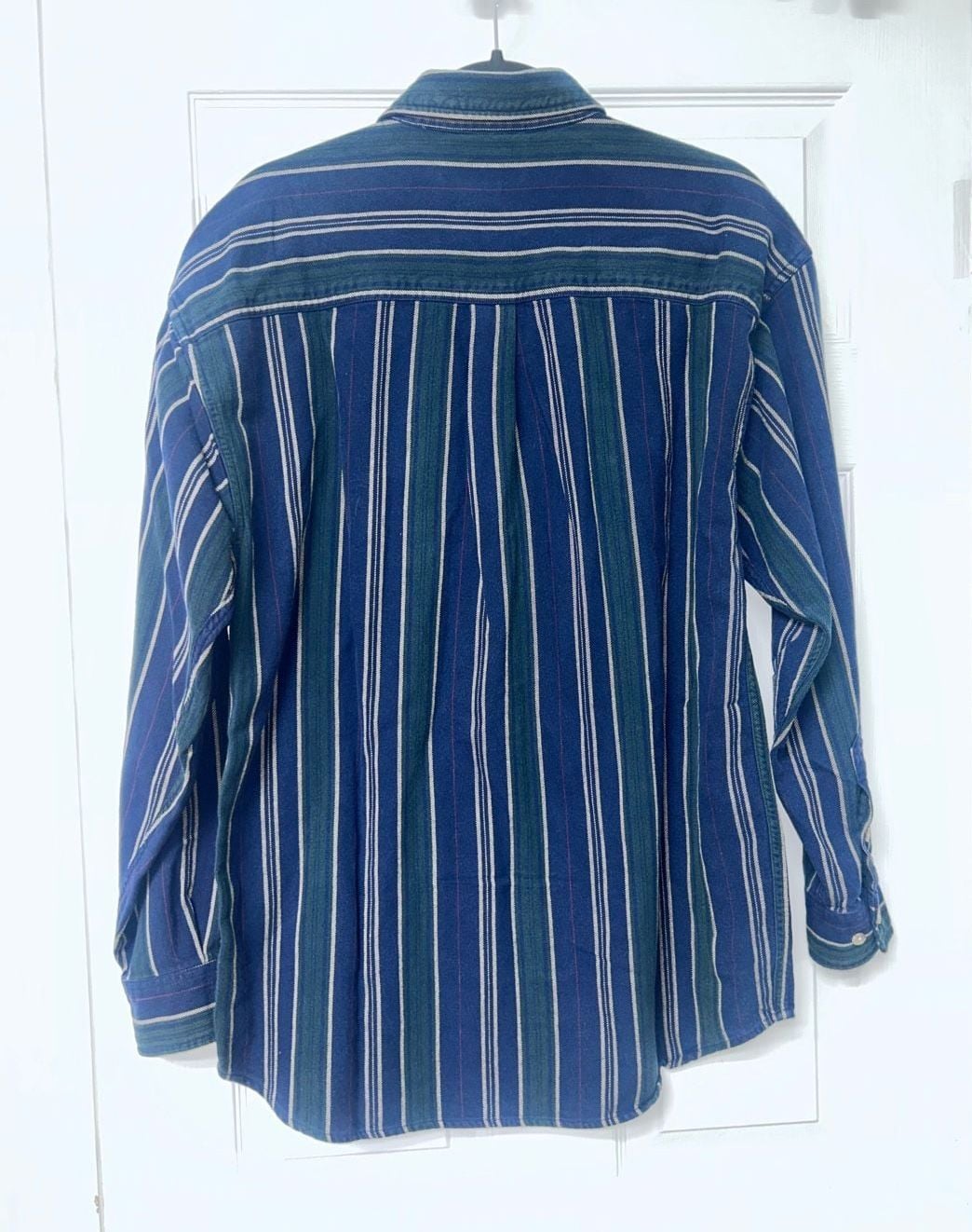 Duck Head Striped Button Down Shirt Size L Blue Green Long Sleeve 6