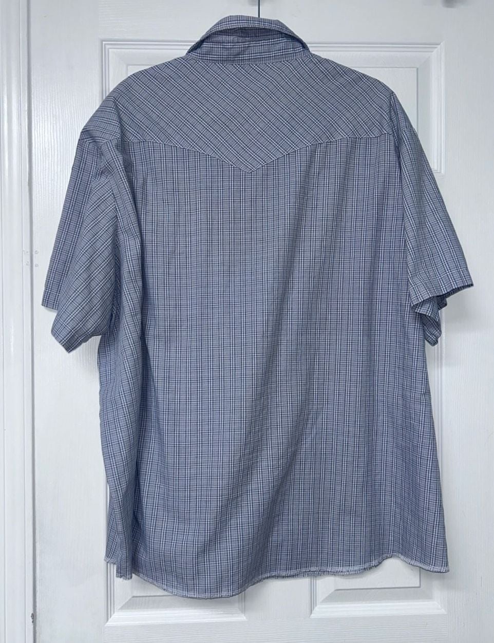 Wrangler Western Shirt Size 3X Blue Plaid Short Sleeve 5