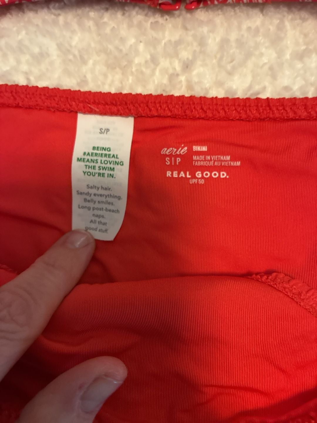 Aerie Orange Red White Heart Scoop Bikini Size S Z117 5