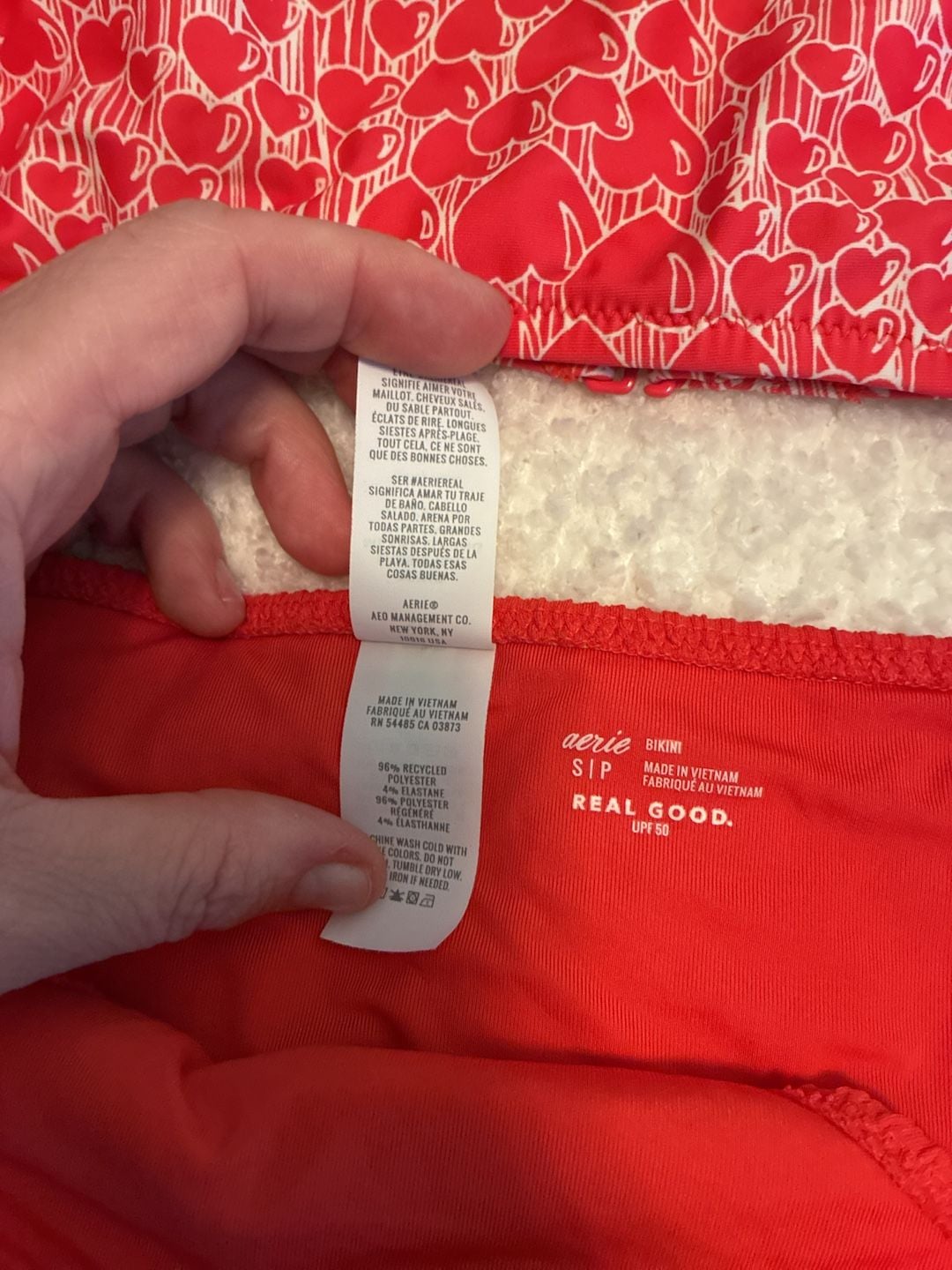 Aerie Orange Red White Heart Scoop Bikini Size S Z117 7