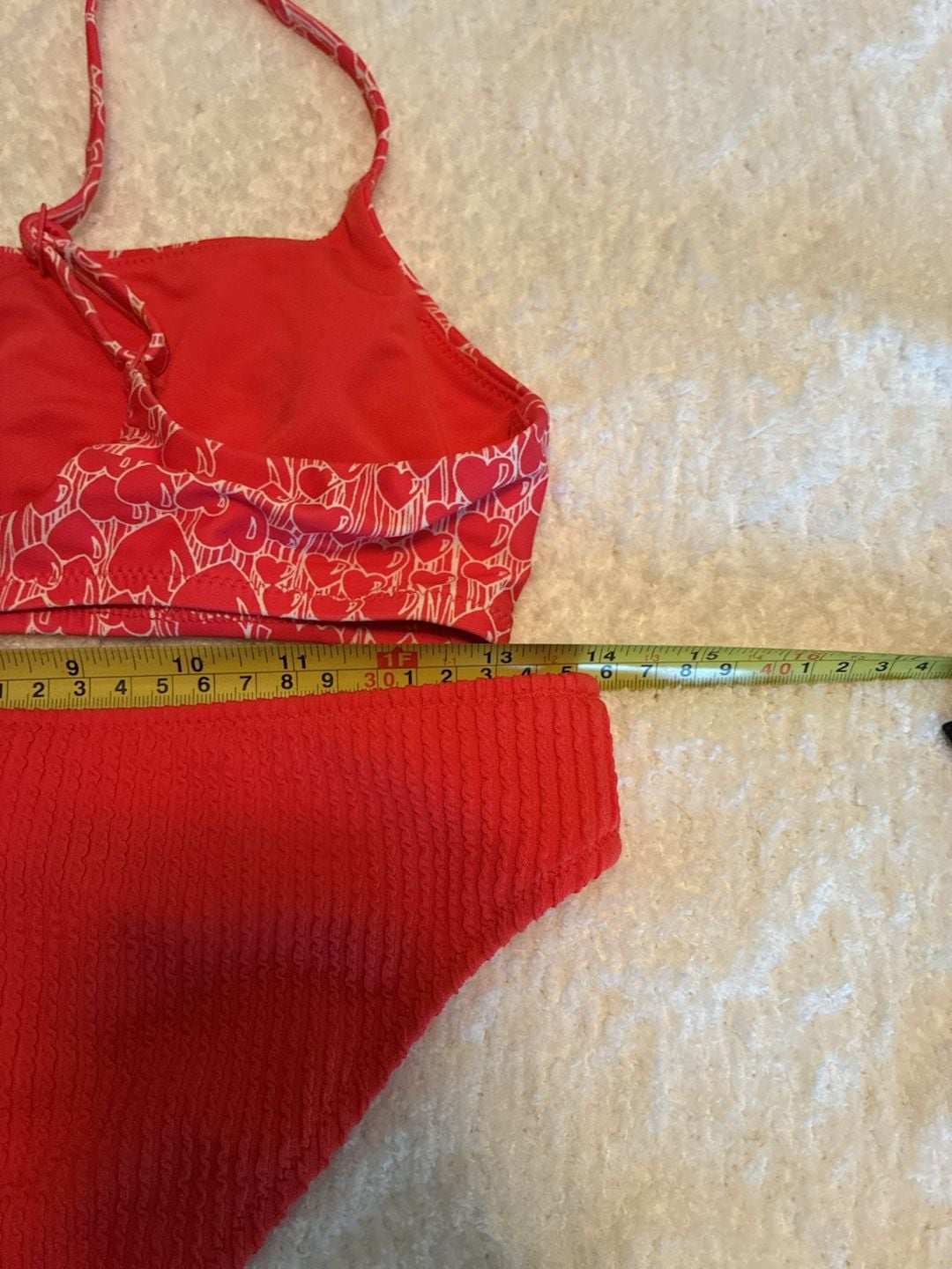 Aerie Orange Red White Heart Scoop Bikini Size S Z117 8