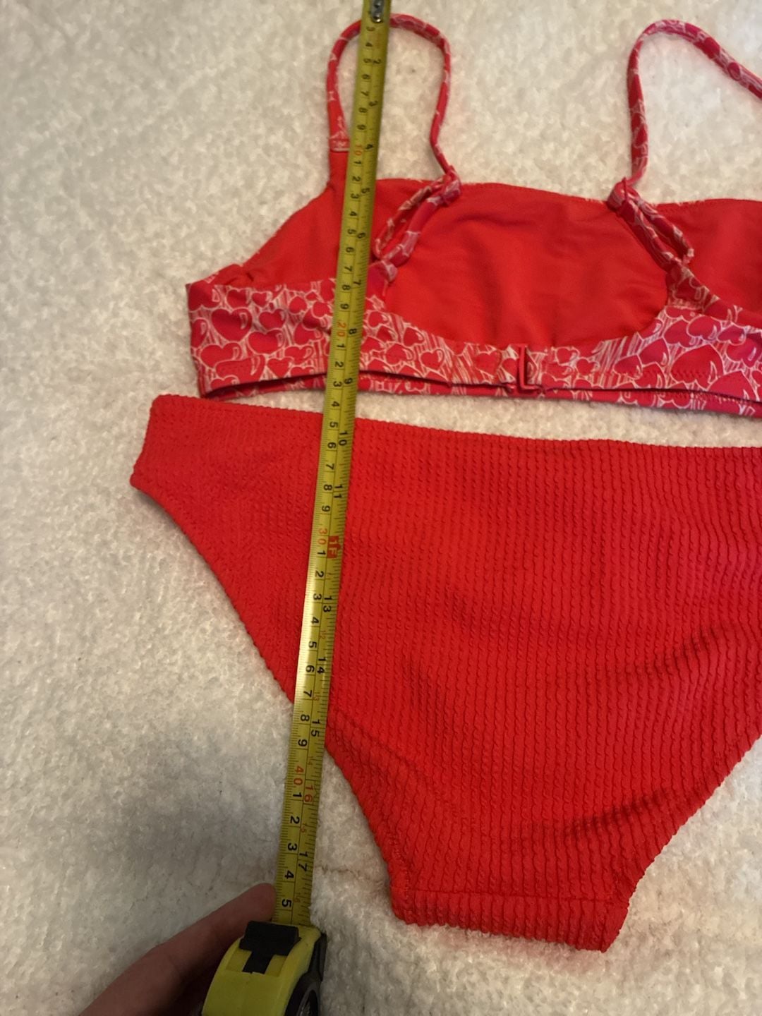 Aerie Orange Red White Heart Scoop Bikini Size S Z117 9