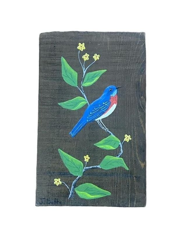 J. Duffy Hand Painted Wooden Bird Art Decor 1
