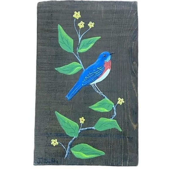 J. Duffy Hand Painted Wooden Bird Art Decor
