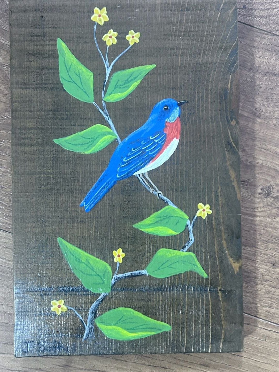 J. Duffy Hand Painted Wooden Bird Art Decor 2