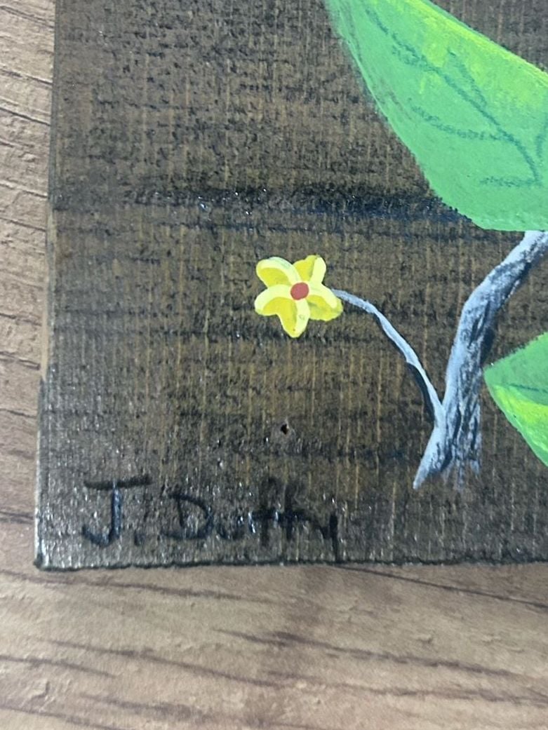 J. Duffy Hand Painted Wooden Bird Art Decor 3