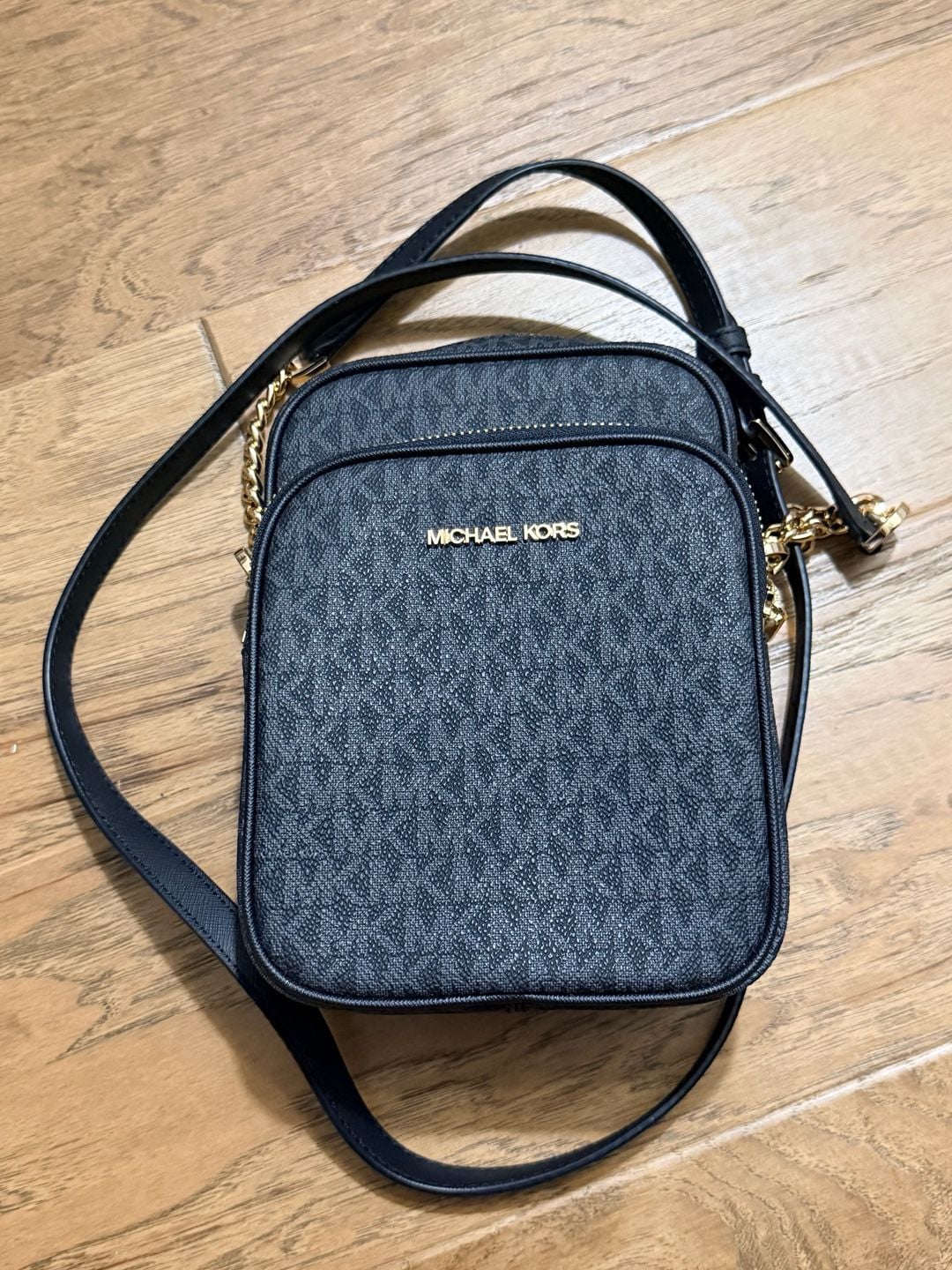 Michael Kors Jet Set Travel MD North South Chain Crossbody Flight Bag Black 3