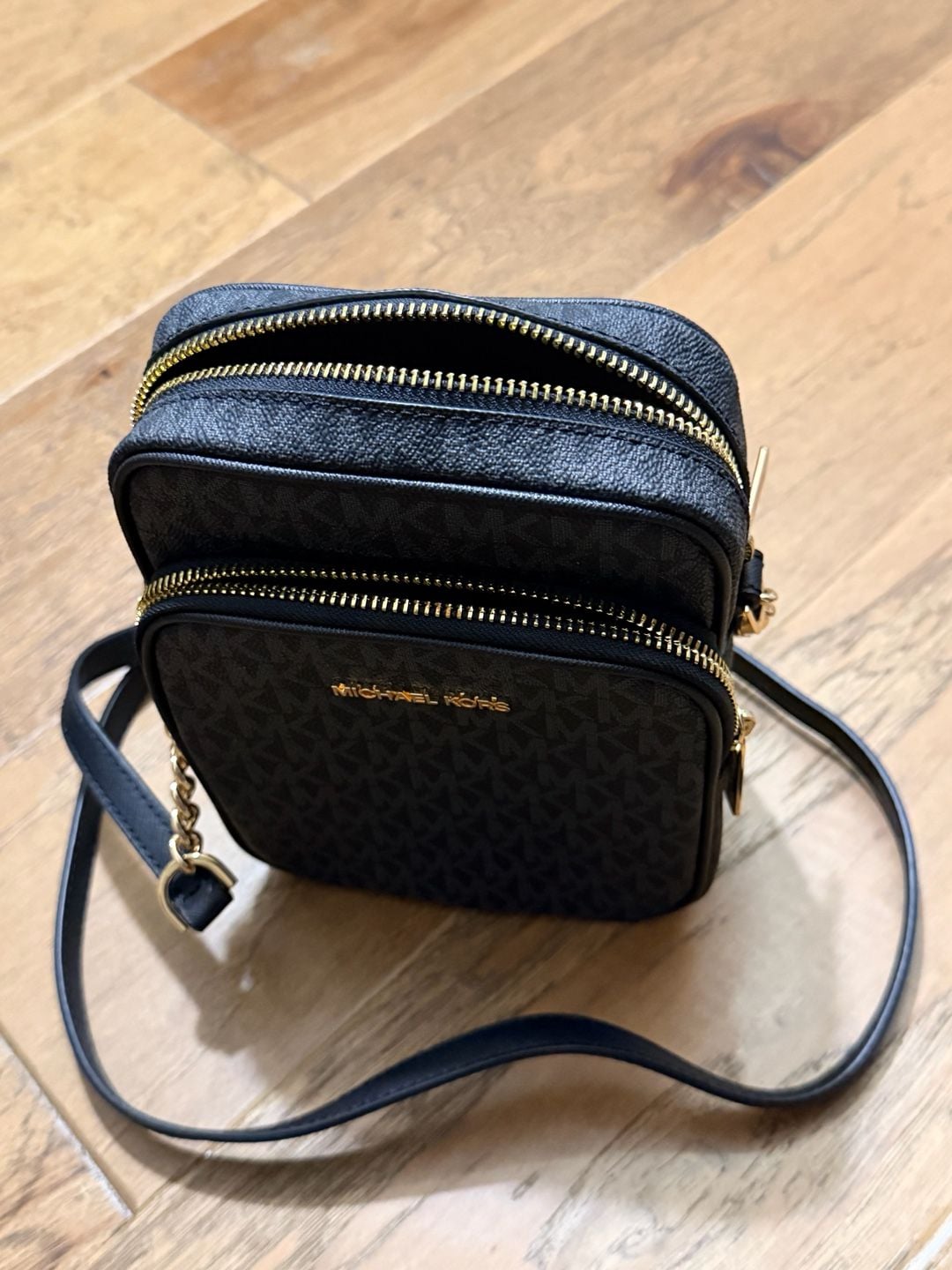 Michael Kors Jet Set Travel MD North South Chain Crossbody Flight Bag Black 6