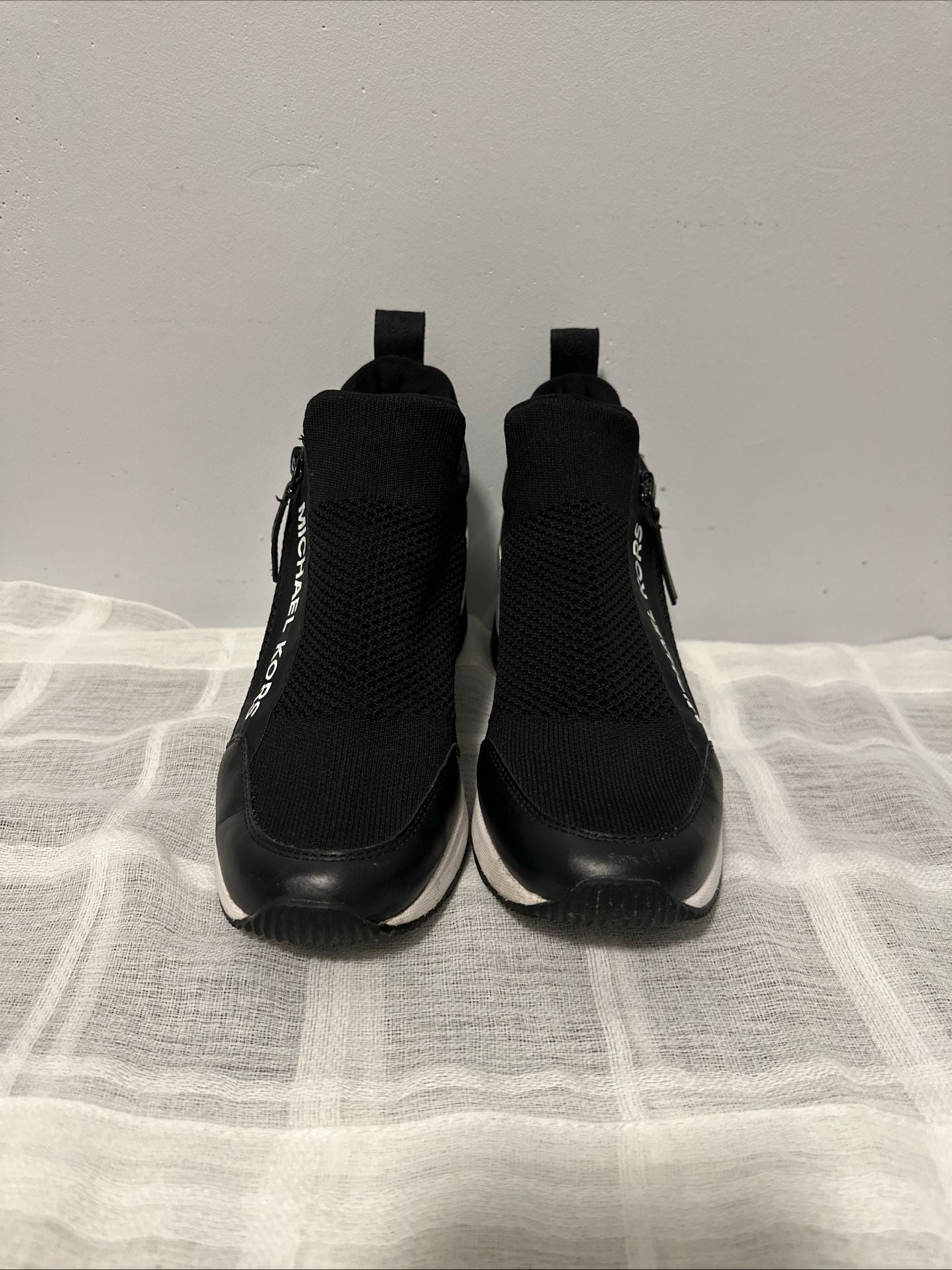 Michael Kors Willis Wedge Trainer Black Knit Shoe 2