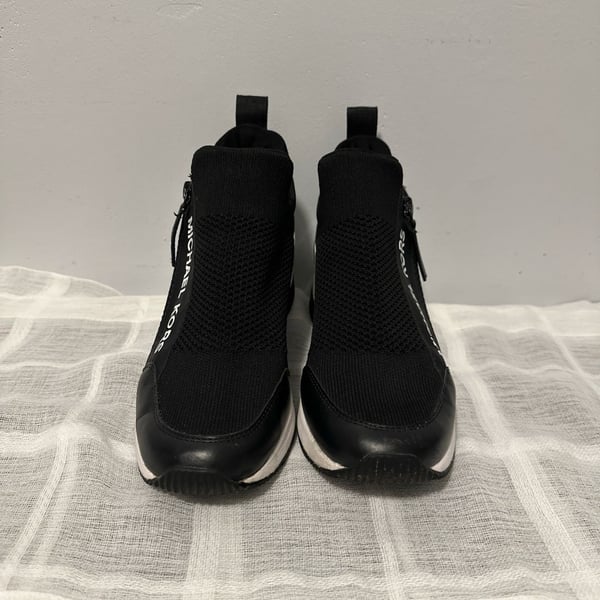 Michael Kors Willis Wedge Trainer Black Knit Shoe