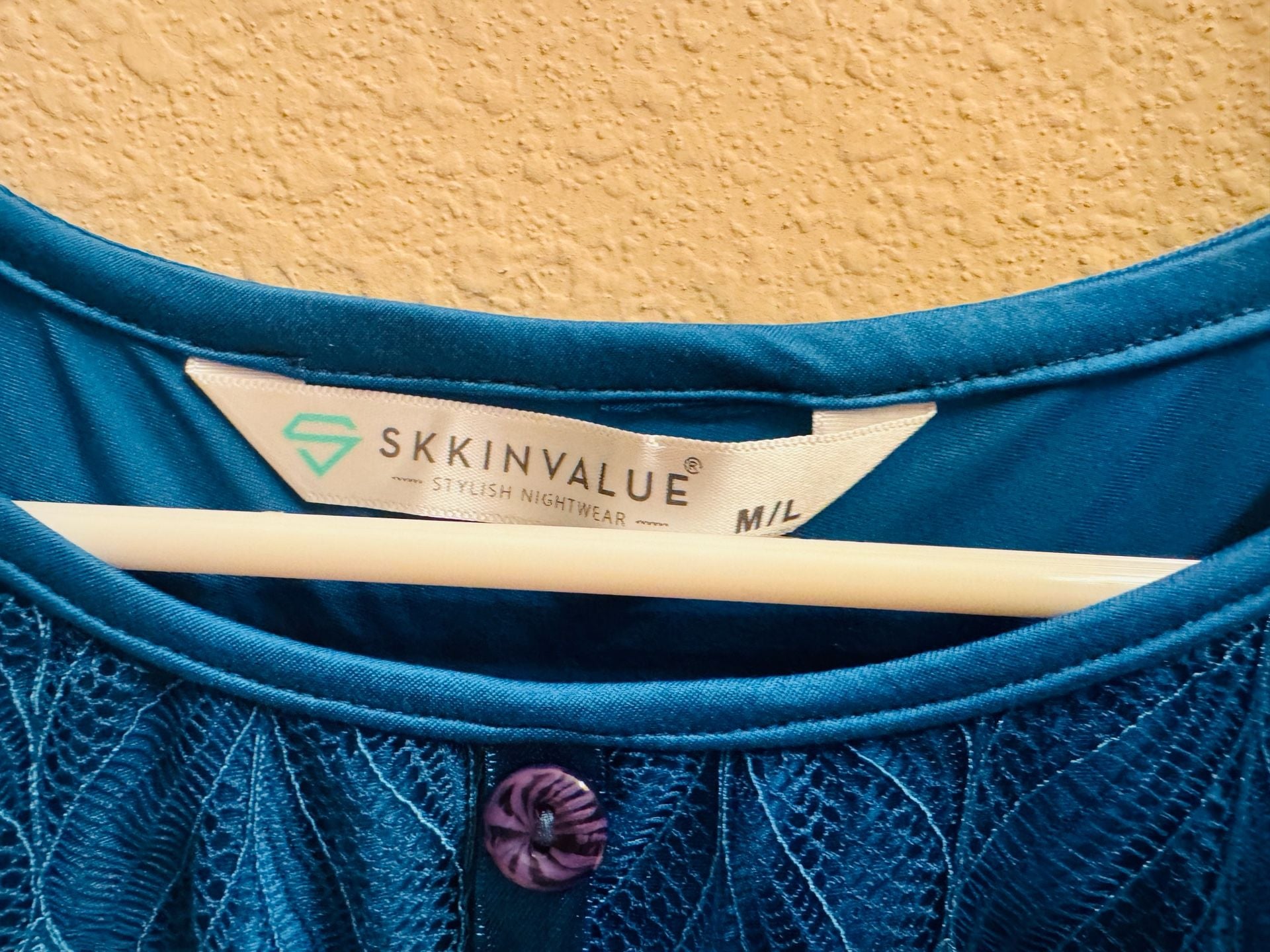 Skkinvalue Nightgown Size M/L Blue Silky Lace 5