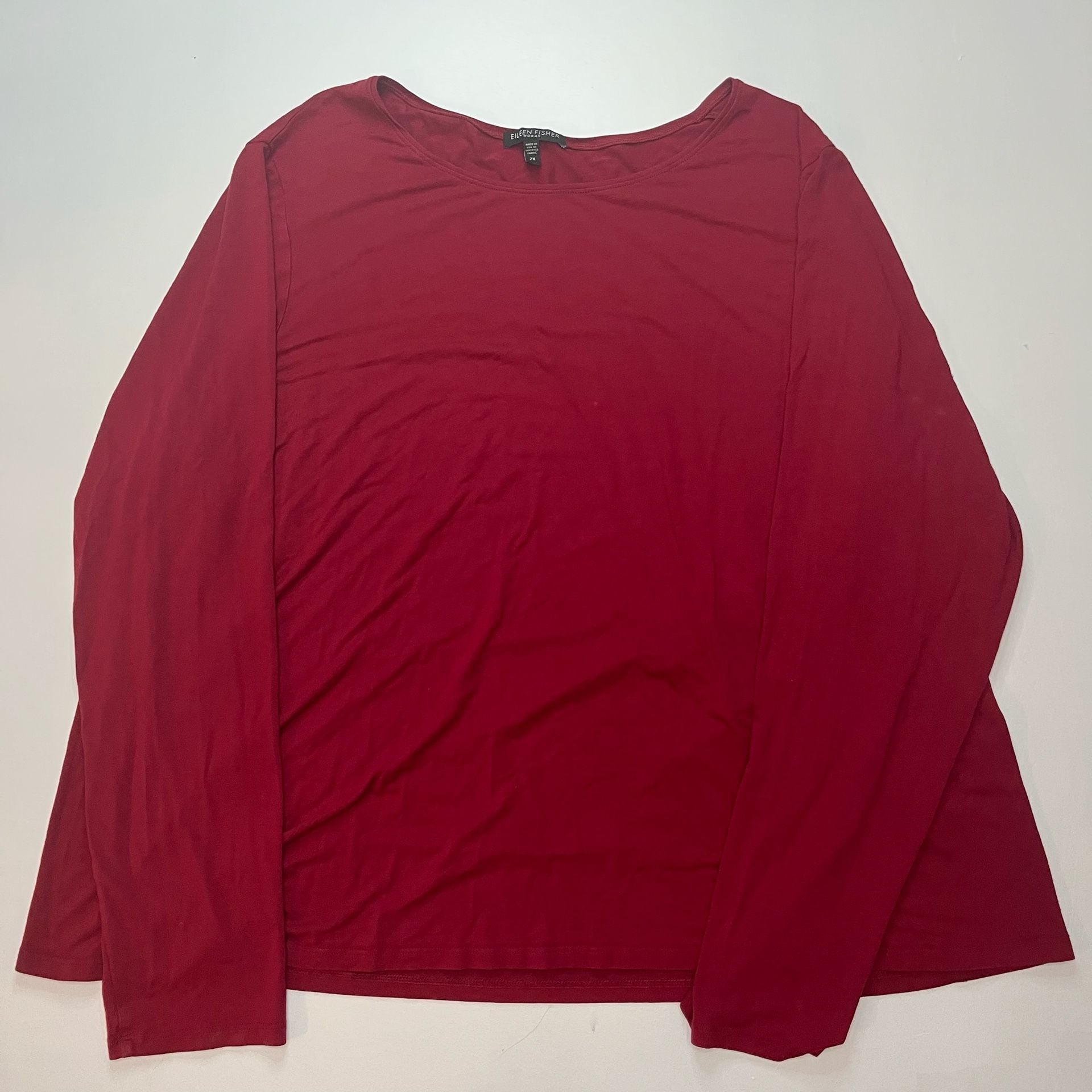 Eileen Fisher Woman T-Shirt Size 2X Red Scoop Neck Short Sleeve 8