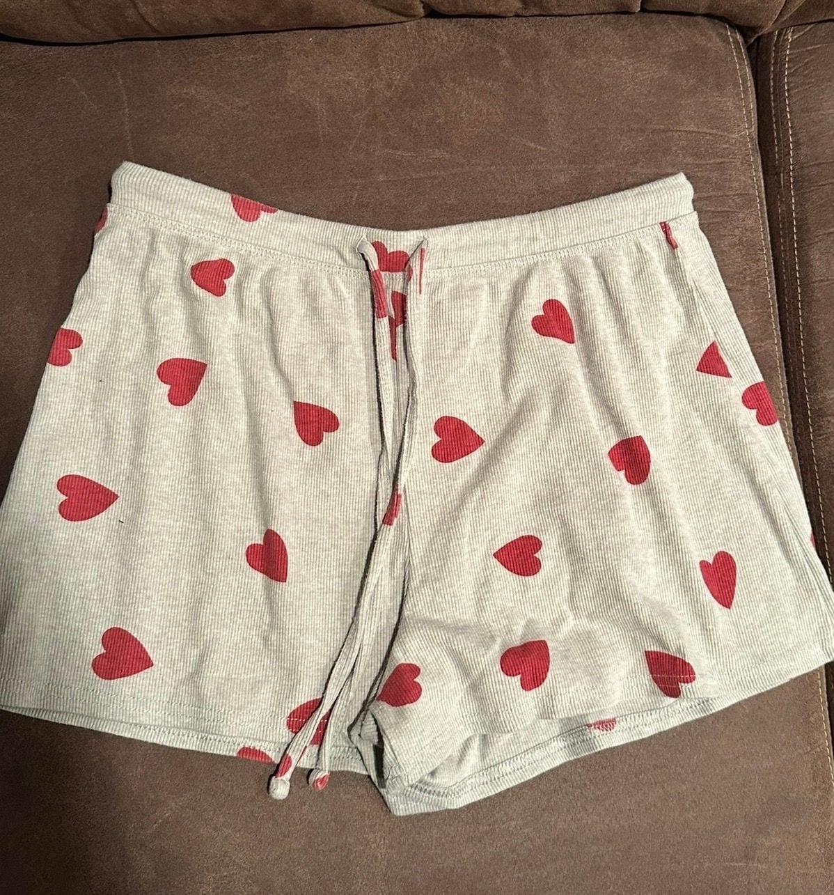 Colsie Heart Pajama Set Size M Gray Red Crop Tank Shorts 3