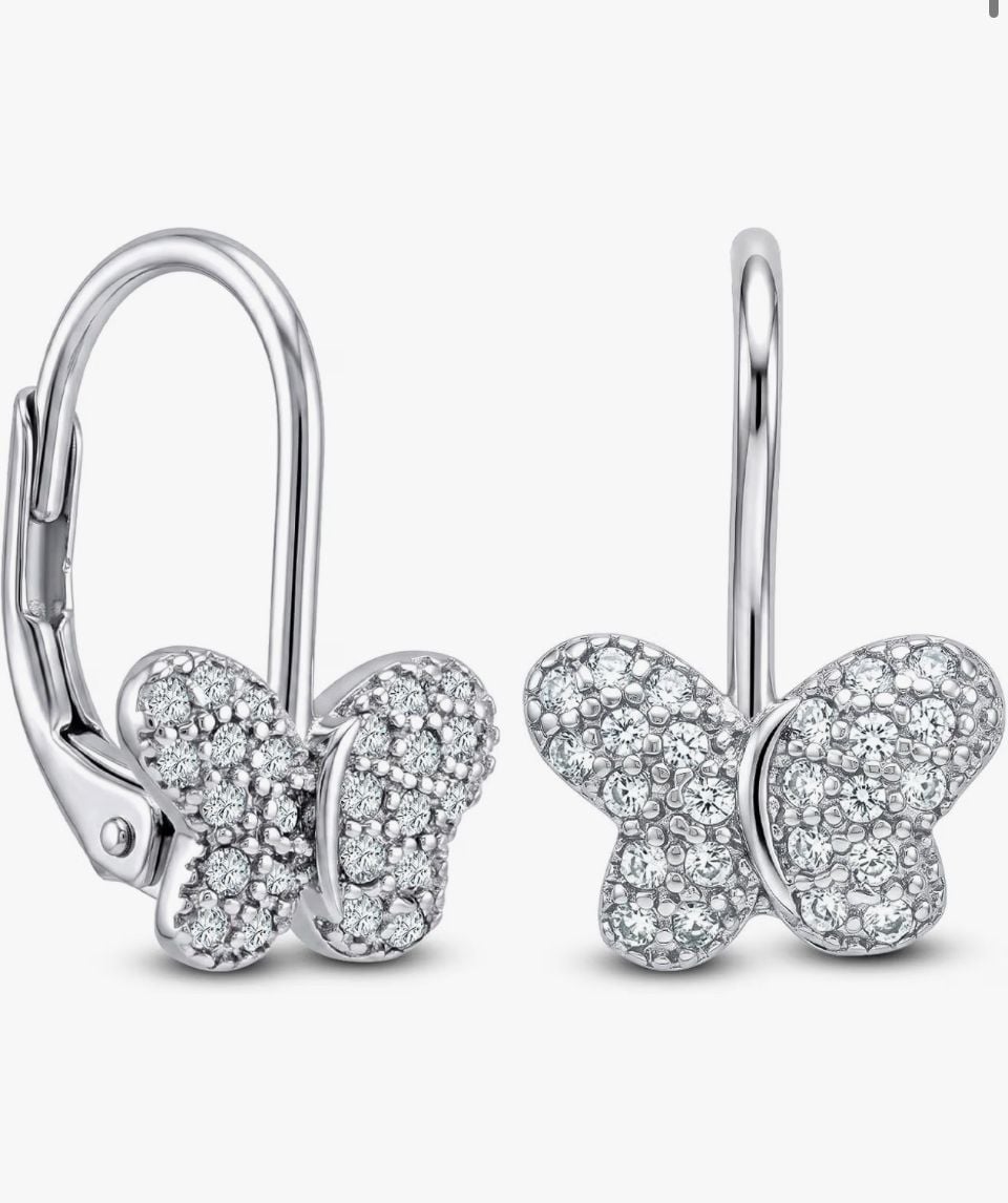 Charmsy Butterfly Rhodium Plated Leverback Earrings -New in box 2