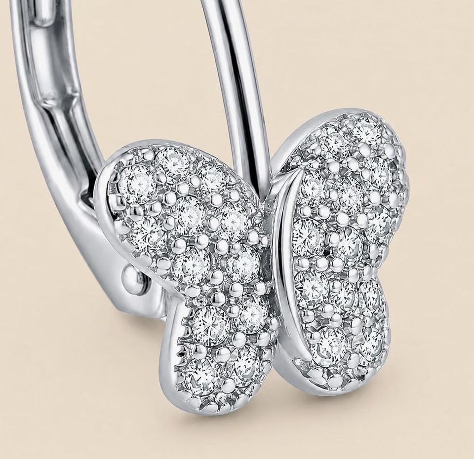 Charmsy Butterfly Rhodium Plated Leverback Earrings -New in box 5